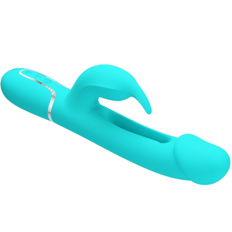 PRETTY LOVE - KAMPAS RABBIT VIBRADOR MULTIFUNCIONAL 3 EM 1 COM LÍNGUA VERDE-ÁGUA