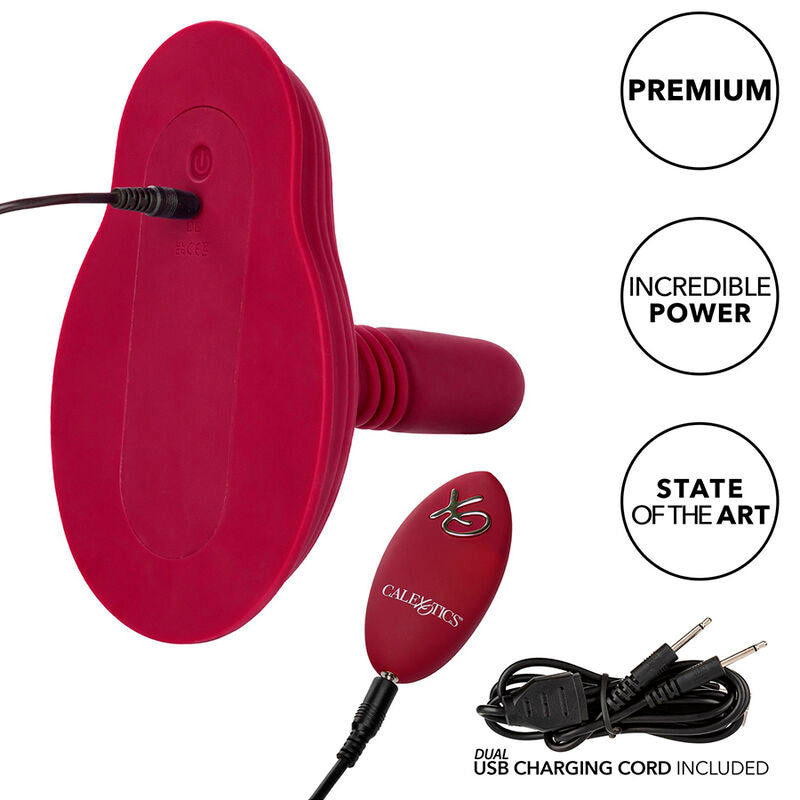 CALEXOTICS - MASSAGEADOR RIDER COM CONTROLO REMOTO E MOTOR DUPLO VERMELHO