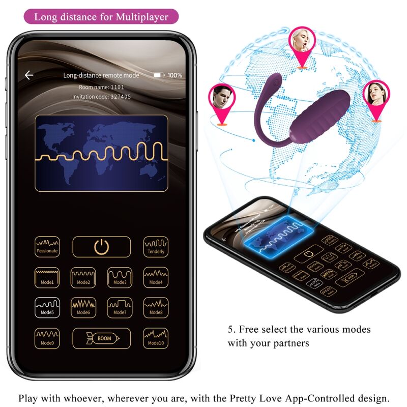 PRETTY LOVE - OVO VIBRATÓRIO RECARREGÁVEL CASPER ROXO