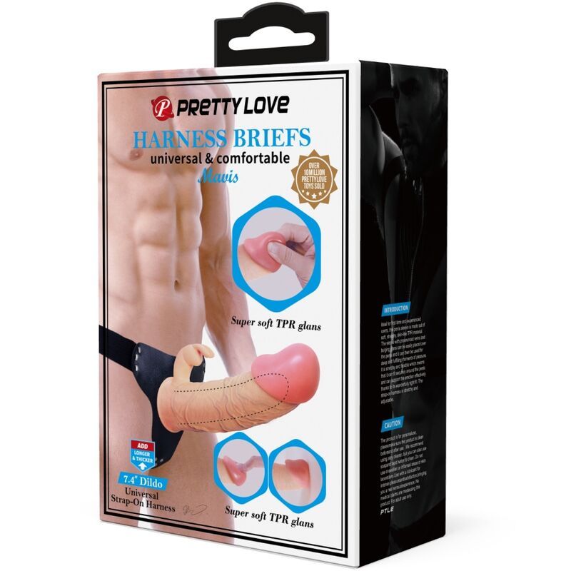 PRETTY LOVE - CALCINHA UNIVERSAL MAVIS HARNESS COM DILDO DE 19 CM NATURAL