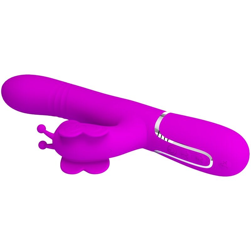 PRETTY LOVE - VIBRADOR CONEJO MULTIFUNCIÓN 4 EN 1 MARIPOSA FUCSIA