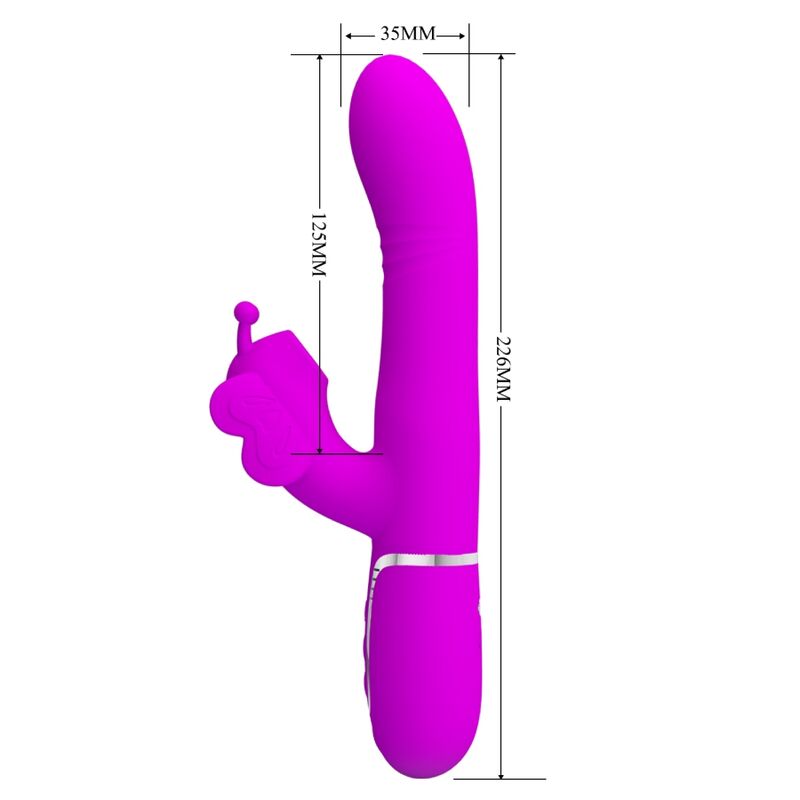 PRETTY LOVE - VIBRADOR CONEJO MULTIFUNCIÓN 4 EN 1 MARIPOSA FUCSIA