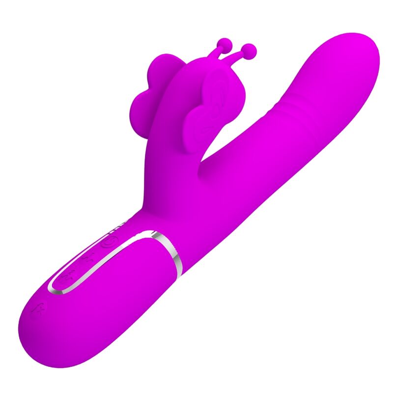 PRETTY LOVE - VIBRADOR CONEJO MULTIFUNCIÓN 4 EN 1 MARIPOSA FUCSIA