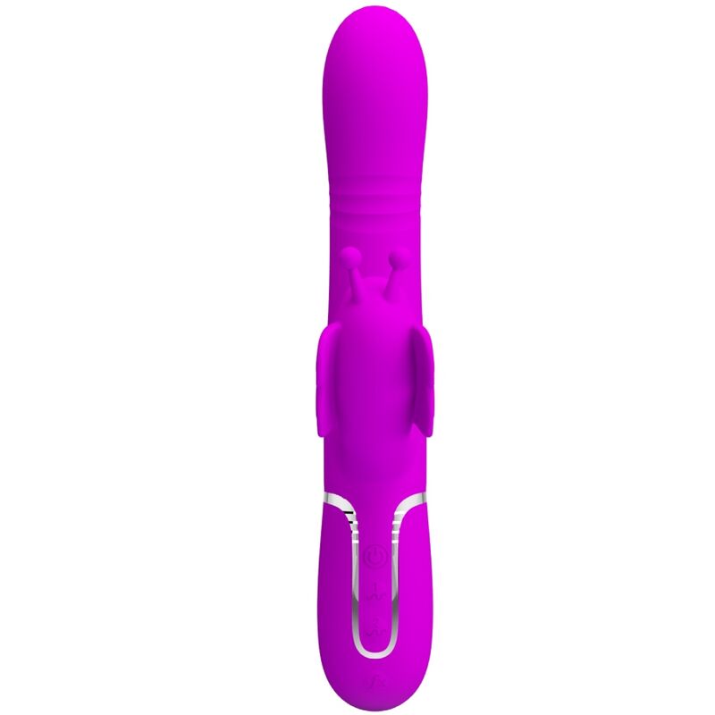PRETTY LOVE - VIBRADOR CONEJO MULTIFUNCIÓN 4 EN 1 MARIPOSA FUCSIA