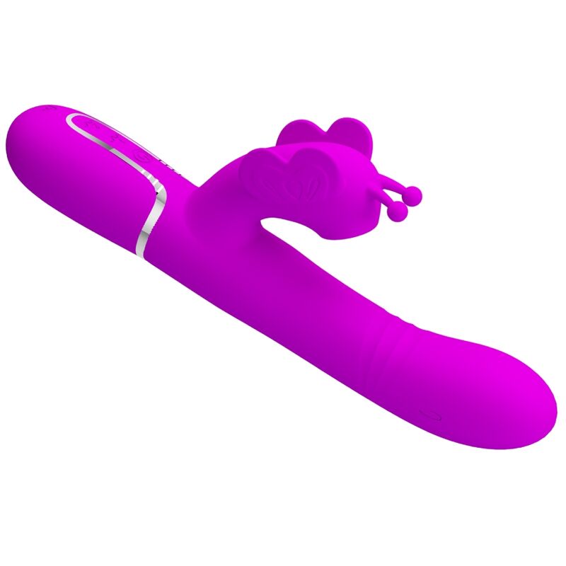 PRETTY LOVE - VIBRADOR CONEJO MULTIFUNCIÓN 4 EN 1 MARIPOSA FUCSIA