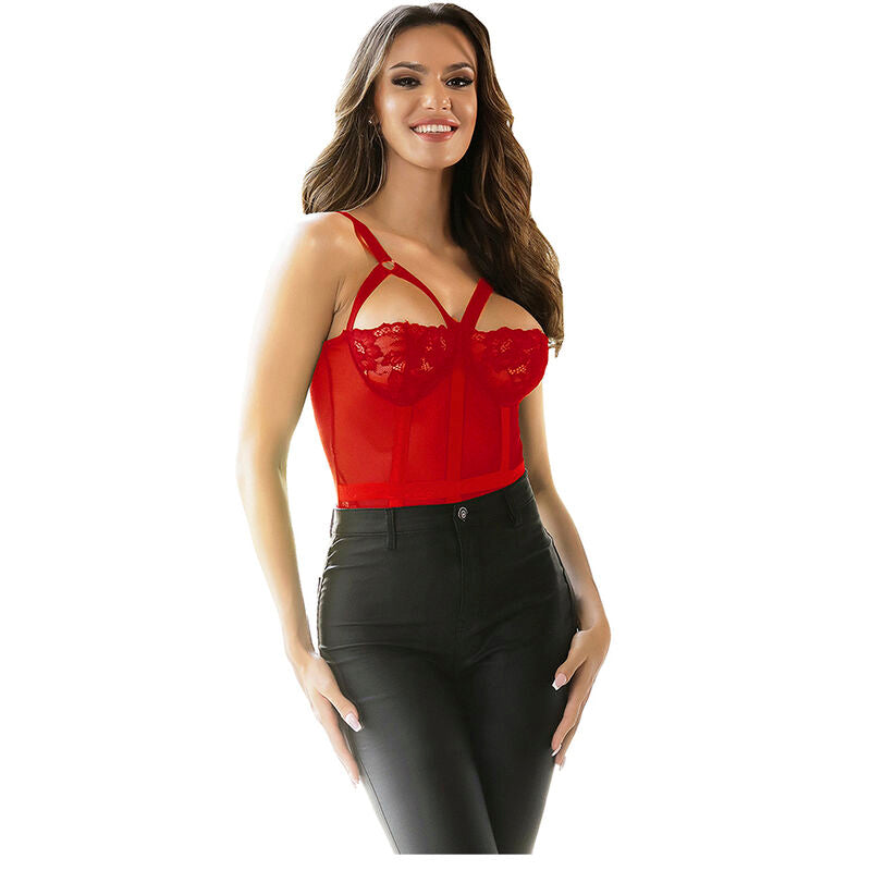SUBBLIME - TEDDY WITH GARTER STRAP DETAIL CHEST RED L/XL