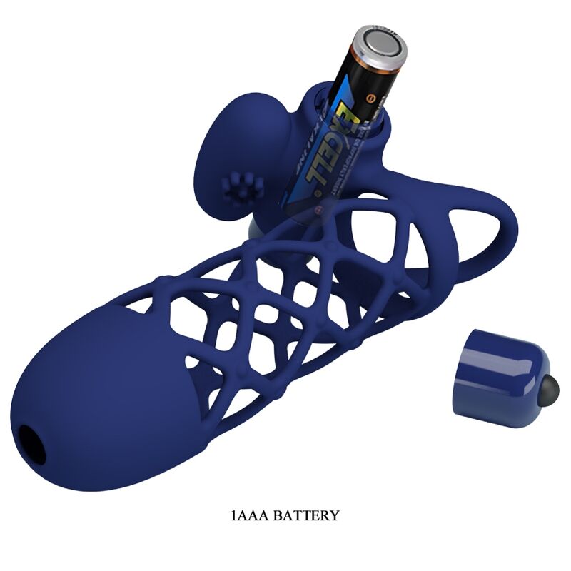 PRETTY LOVE - ANEL VIBRADOR GINN COM CAPA EM SILICONE AZUL