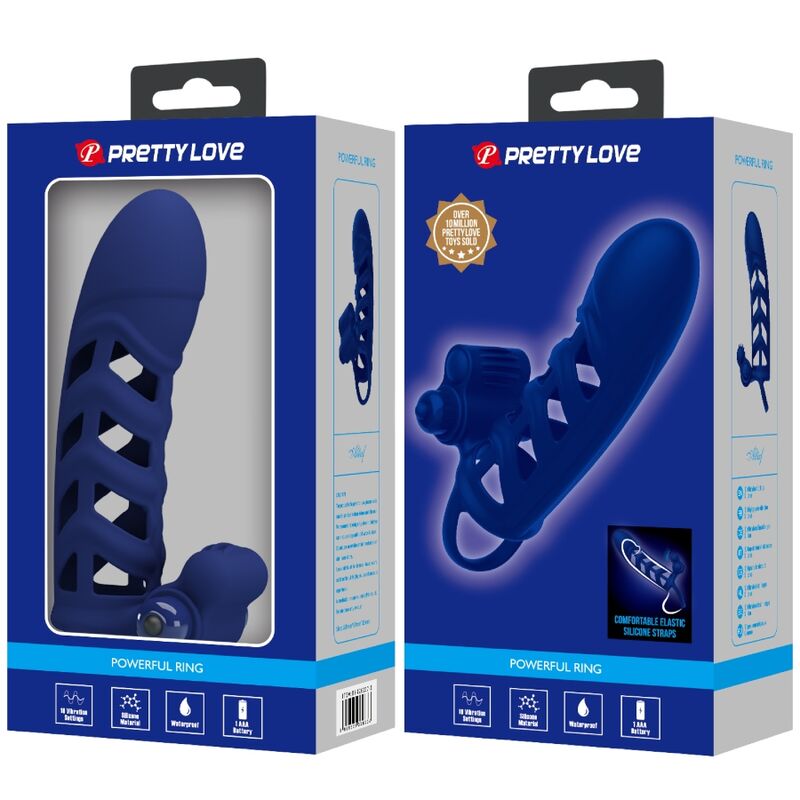 PRETTY LOVE - ANEL VIBRADOR ALTAF COM CAPA EM SILICONE AZUL