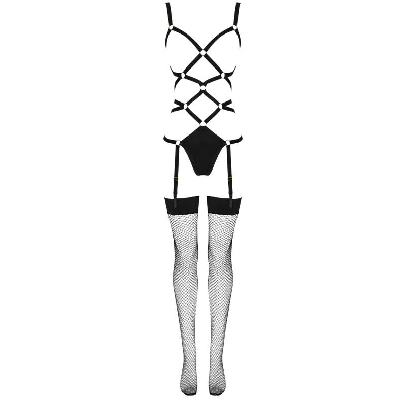 LIVCO CORSETTI FASHION - THIARA LC 20213 SET BODY + STOCKINGS BLACK L/XL