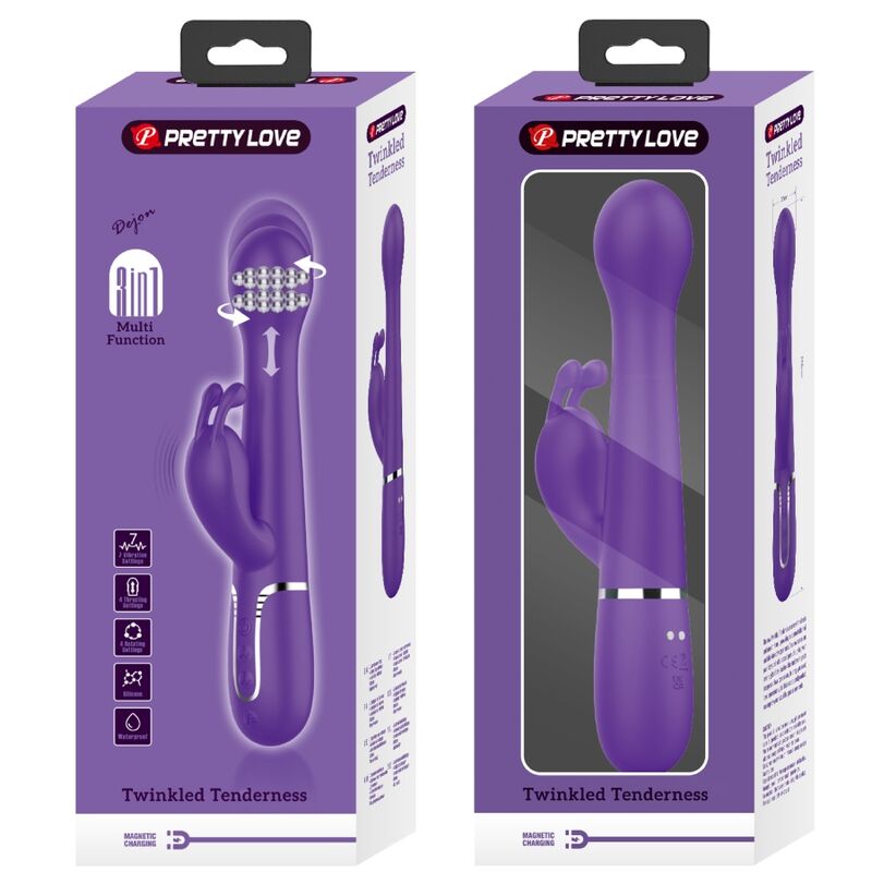 PRETTY LOVE - VIBRADOR DEJON RABBIT 3 EM 1 MULTIFUNCIONAL ROXO