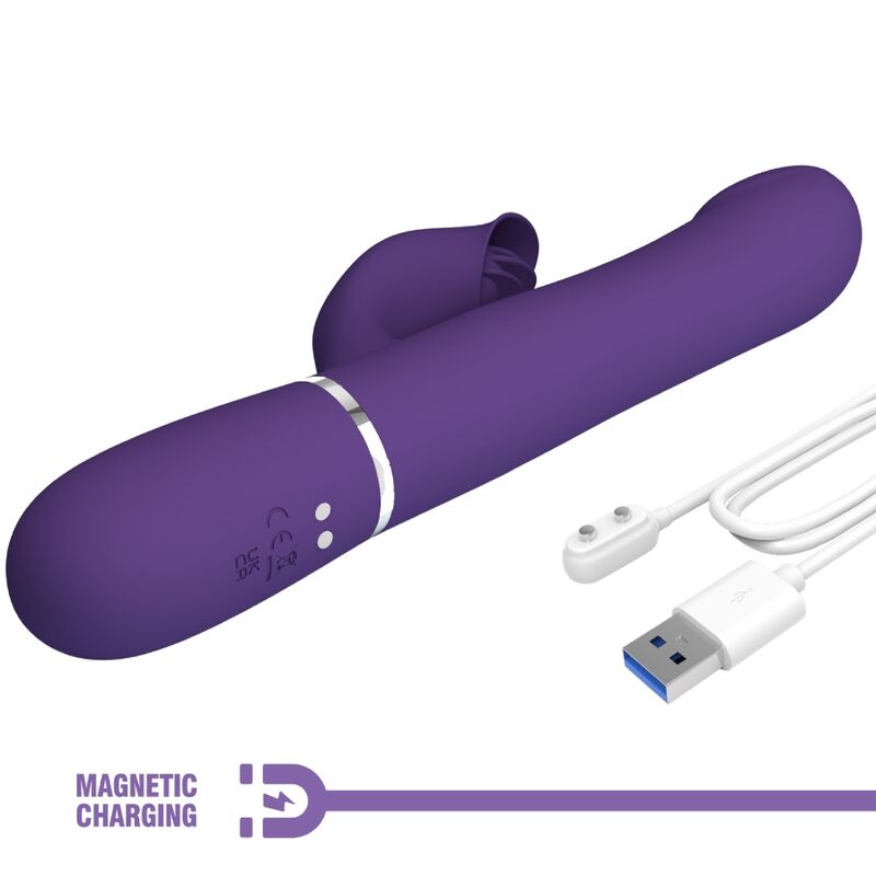 PRETTY LOVE - ZALIN RABBIT VIBRADOR PERLAS 4 EN 1 MORADO