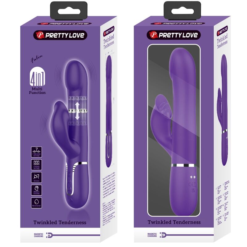 PRETTY LOVE - ZALIN RABBIT VIBRADOR PERLAS 4 EN 1 MORADO