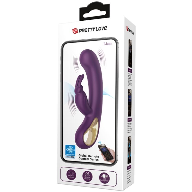 PRETTY LOVE - VIBRADOR LIAM RABBIT Y ESTIMULADOR DEL PUNTO G MORADO