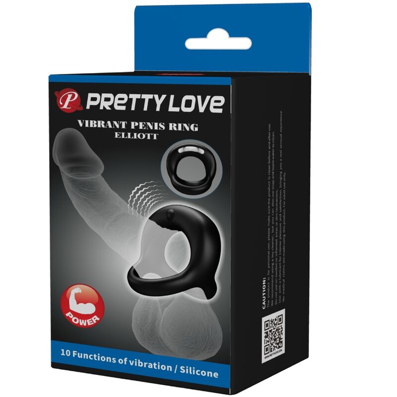 PRETTY LOVE - ANILLO VIBRADOR NEGRO ELLIOTT