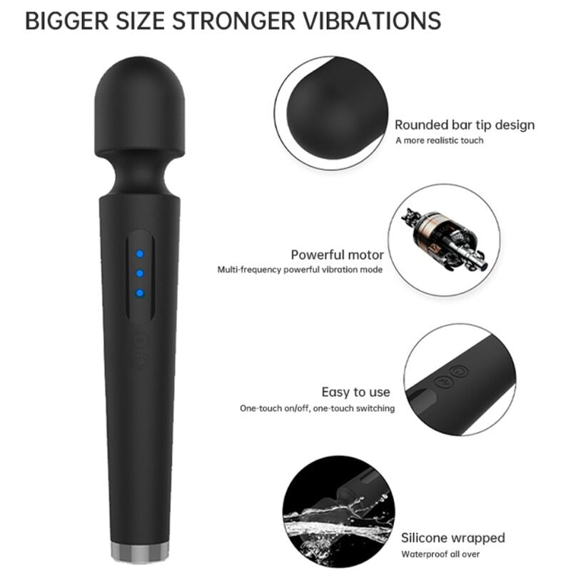 ARMONY - X POWER MASSAGEADOR E VIBRADOR GRANDE COM 7 VIBRAÇÕES PRETO