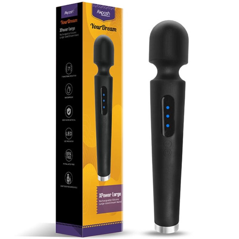 ARMONY - X POWER MASSAGEADOR E VIBRADOR GRANDE COM 7 VIBRAÇÕES PRETO