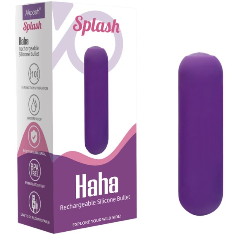 ARMONY - SPLASH HAHA VIBRATOR BULLET SILICONE 10 VIBRAÇÕES 75 X 19 CM ROXO