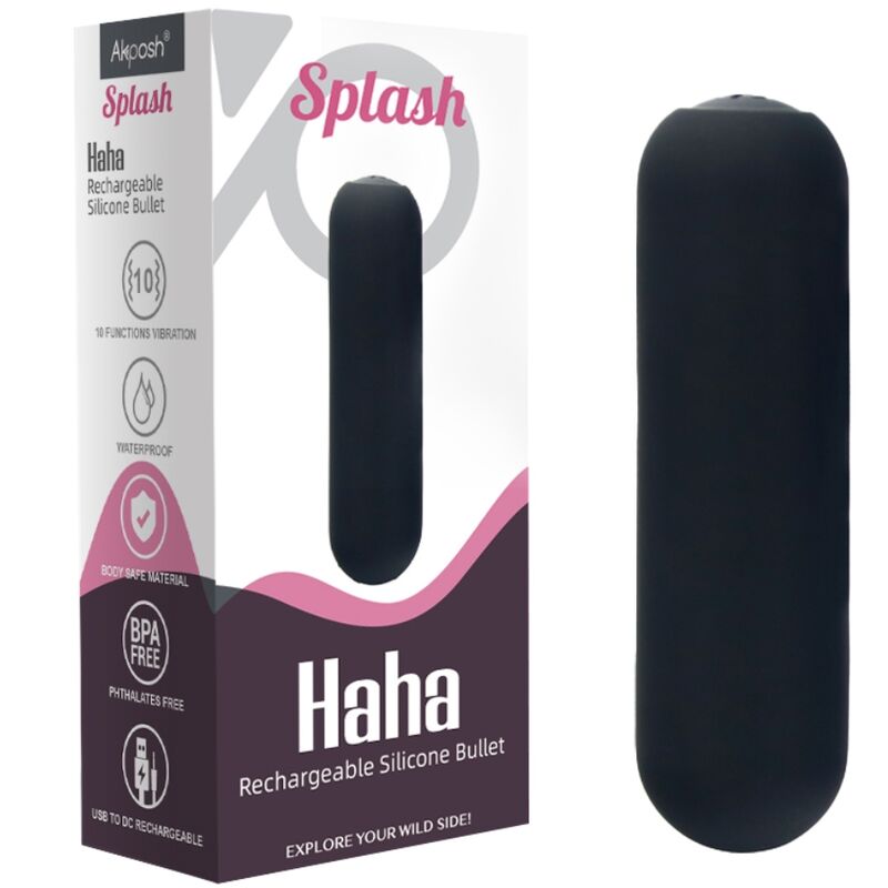ARMONY - SPLASH HAHA VIBRATOR BULLET SILICONE 10 VIBRAÇÕES 75 X 19 CM PRETO