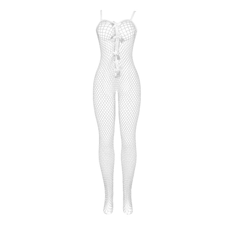 SUBBLIME - 951740 BODYSTOCKING DE RED BLANCA SIN ENTREPIERNA CON LAZOS TALLA ÚNICA