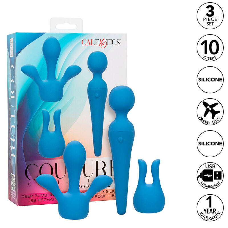 CALEXOTICS - KIT COUTURE VARILLA VIBRADORA 10 VIBRACIONES AZUL