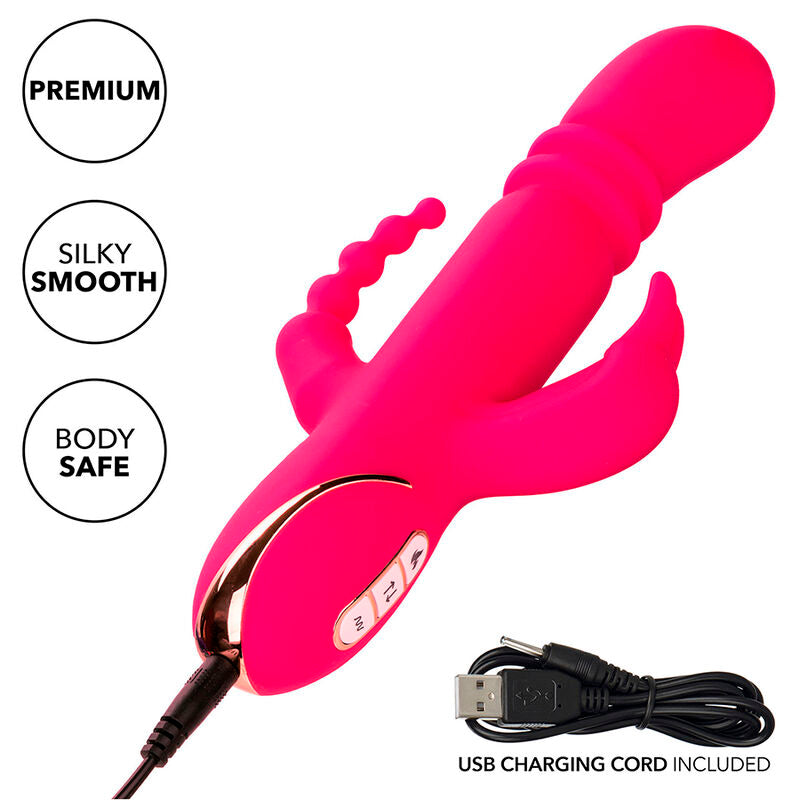 CALEXOTICS - JACK FANTASY VIBRADOR TRIPLO AQUECIDO ROSA COELHO