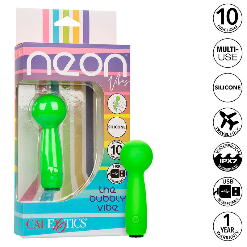 CALEXOTICS - NEON VIBES O MINI MASSAGEADOR BUBBLY VIBE COM 10 VIBRAÇÕES VERDE