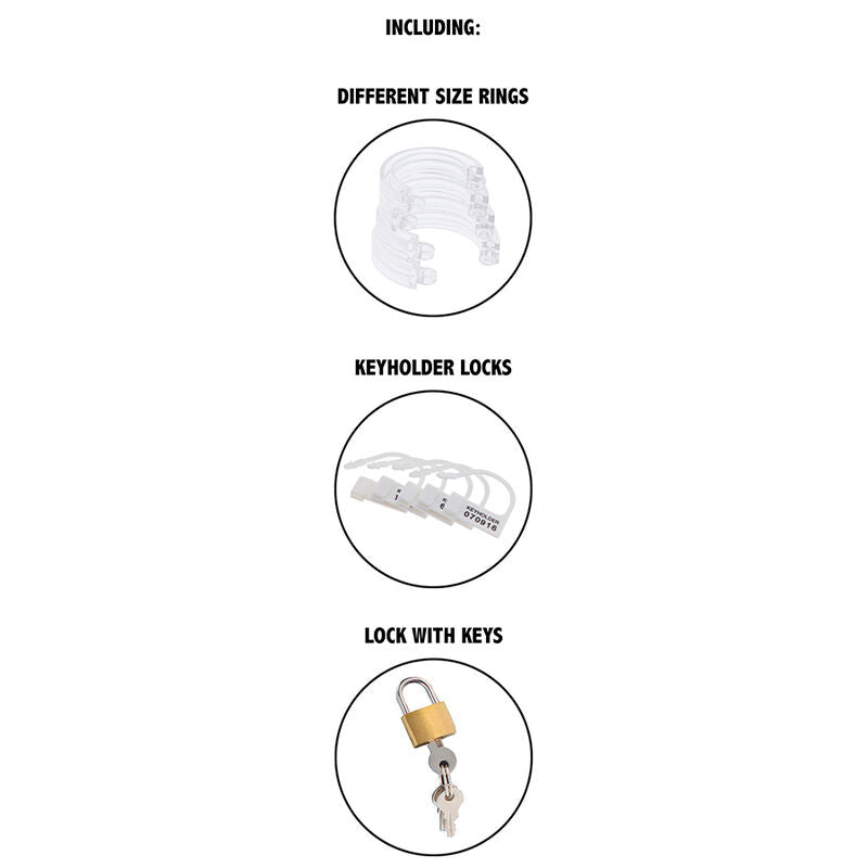 DESEJO OCULTO - GAIOLA DE CASTIDADE EXTREMA PARA PÊNIS EM ACRÍLICO TRANSPARENTE AJUSTÁVEL