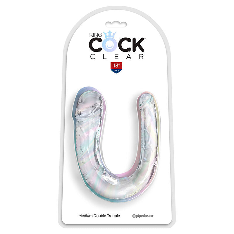 KING COCK - DUPLA CONFUSÃO DUPLA DILDO 33 CM TRANSPARENTE