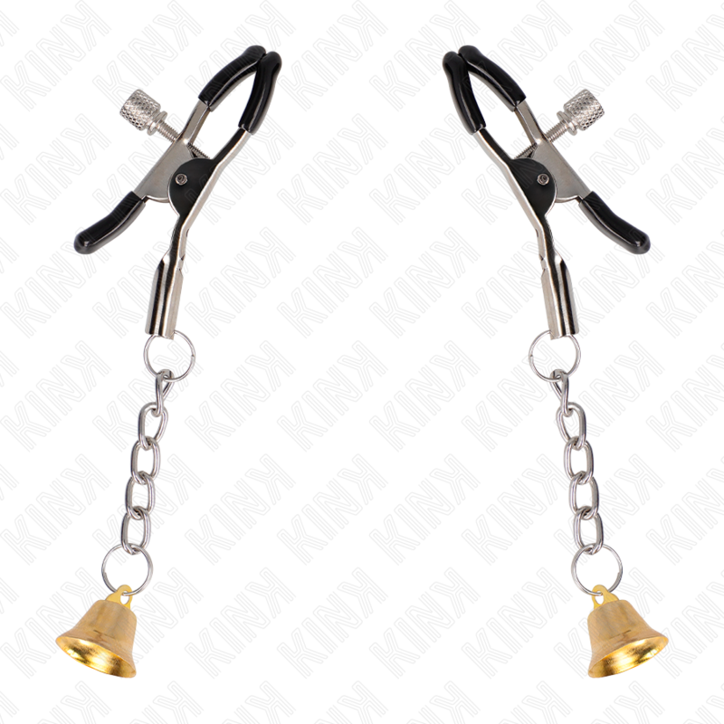 KINK - PRESILHAS DE MAMILO COM PINGENTE DE SINO DOURADO 6 CM