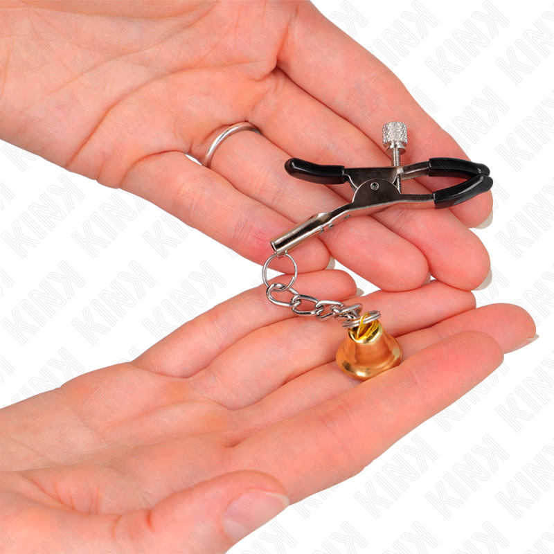 KINK - PRESILHAS DE MAMILO COM PINGENTE DE SINO DOURADO 6 CM