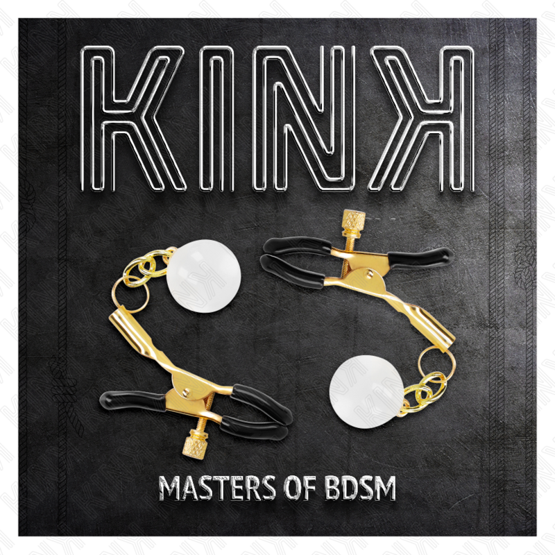 KINK - CLIPS DE MAMILO COM CONTAS DE VIDRO DOURADAS 6 CM