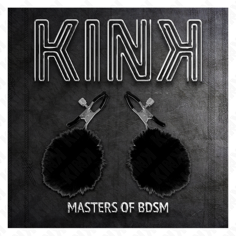 KINK - PRESILHA DE MAMILO COM BOLA DE PELE SINTÉTICA PRETA 6 CM