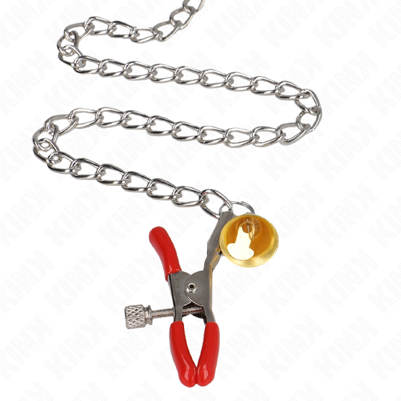 KINK - BELL TRIPLE PINZAS PARA PEZONES Y CLÍTORIS ROJAS CON CADENA 30 CM