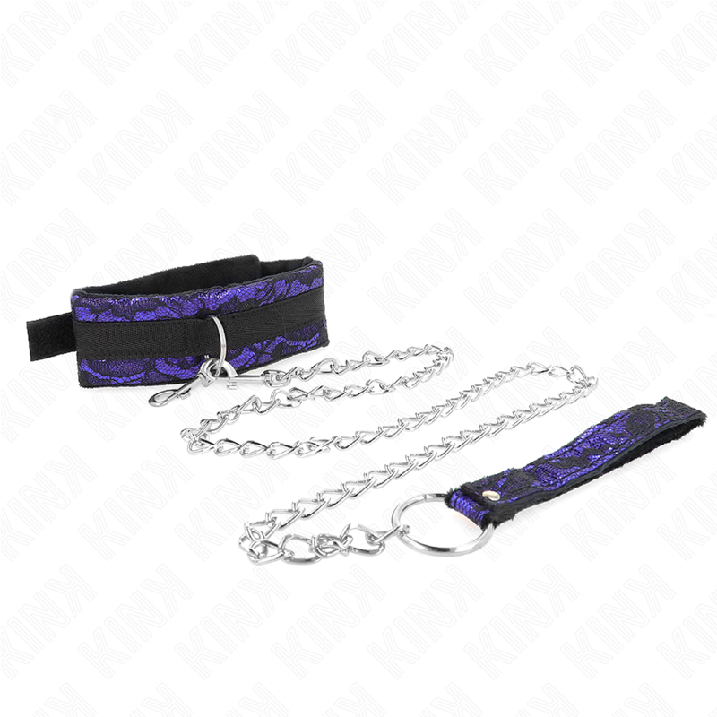 KINK - COLAR CURTO DE VELUDO COM RENDA E CINTO 105 CM COM ACABAMENTO EM NYLON 44 X 5,5 CM