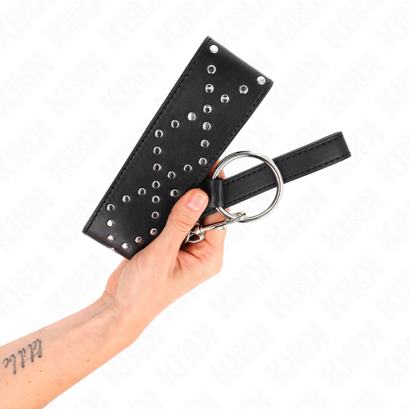 KINK - COLAR 65 CM COM CORREIA E TACHAS PRATEADAS MODELO 3 AJUSTÁVEL 36-43 CM X 5 CM