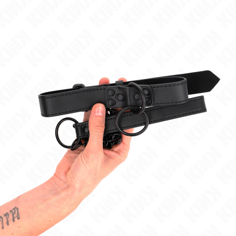 KINK - COLEIRA COM GUIA ESCURA 65 CM AJUSTÁVEL 37-54 CM X 3 CM