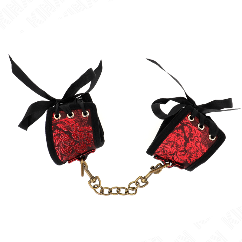 KINK - MUÑECAS DE ESCÁNDALO CON DETALLES DE ENCAJE ROJO-NEGRO 24,5 CM X 6,5 CM