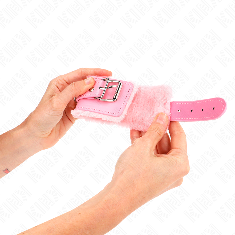 KINK - ALGEMA DE PULSO FORRADA COM PELE ROSA COM CINTO ROSA AJUSTÁVEL DE 17 A 29 CM X 6 CM