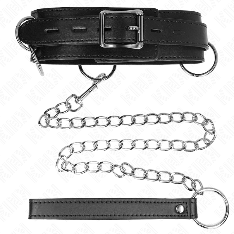 KINK - COLLAR DE ESCLAVITUD DE 3 ANILLOS CON CORREA 80 CM 53 X 5 CM