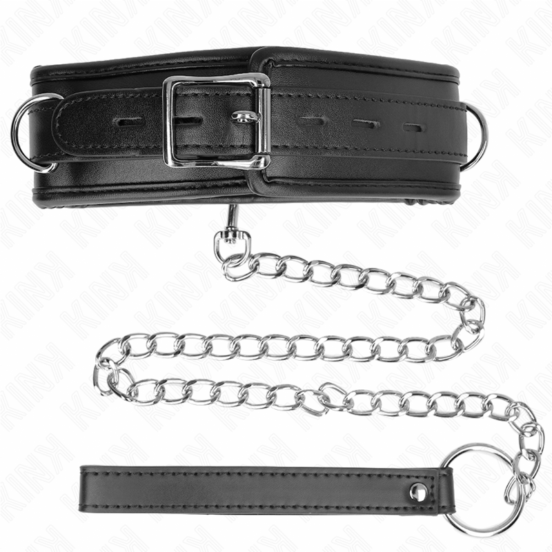 KINK - COLAR COM ALÇA DE IMITAÇÃO EM COURO COM ESFUMAÇÃO MODELO 3 AJUSTÁVEL 37-54 CM X 3 CM