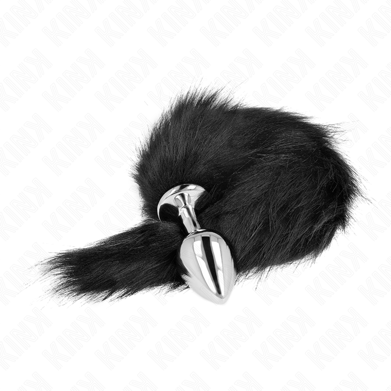 KINK - PLUG ANAL TAMAÑO M 8 X 3,5 CM CON COLA SINTÉTICA 40 CM NEGRO