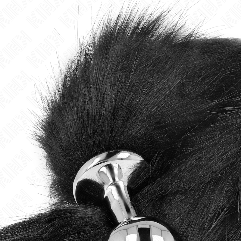 KINK - PLUG ANAL TAMAÑO M 8 X 3,5 CM CON COLA SINTÉTICA 40 CM NEGRO