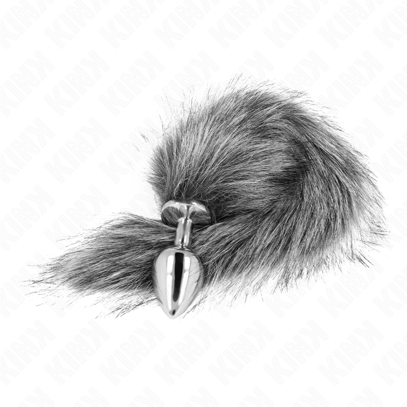 KINK - PLUG ANAL TAMAÑO M 8 X 3,5 CM CON COLA SINTÉTICA 40 CM GRIS