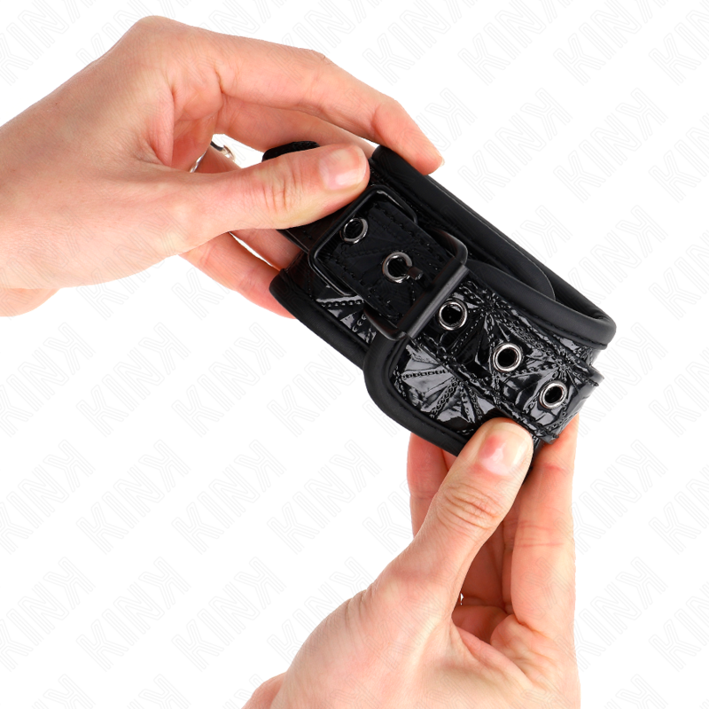 KINK - ALGUMA DE PULSO COM PADRÃO DE DIAMANTES, PRETA, AJUSTÁVEL, 17-26 CM X 5,5 CM