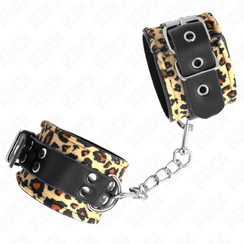 KINK - ALGUMA DE PULSO AJUSTÁVEL EM COURO LEGÍTIMO COM ESTAMPA DE LEOPARDO (18-29 CM X 5,5 CM)