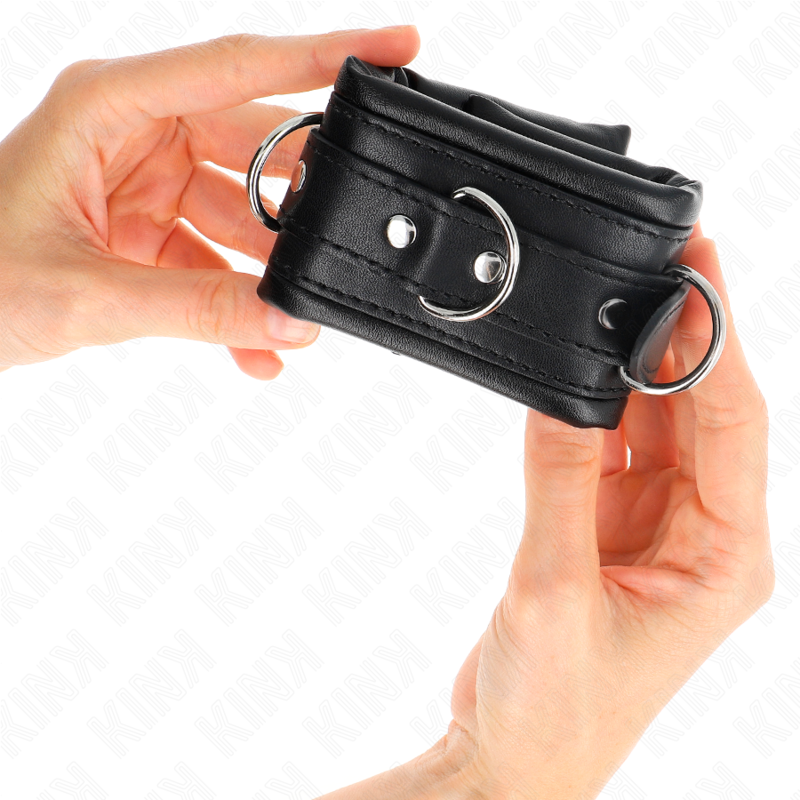 KINK - ALGEMA DE PULSO PESADA COM FORRO DE PELE PRETA, AJUSTÁVEL DE 20 A 30 CM X 6 CM