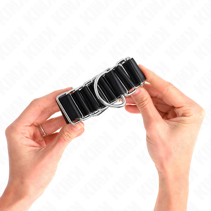 KINK - ALGEMAS DE PULSO FINAS COM DOBRADIÇA, PRETAS, AJUSTÁVEIS, 16-22 CM X 3,5 CM