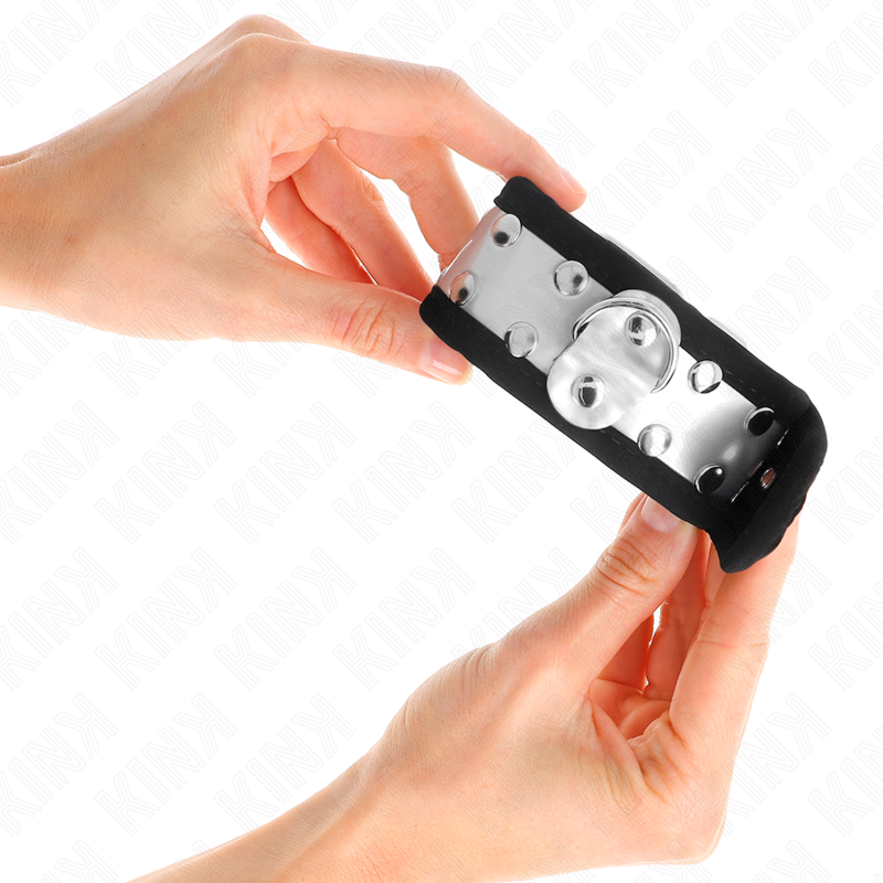 KINK - ALGEMA DE PULSO FINA PRETA/PRATA 30 X 4 CM