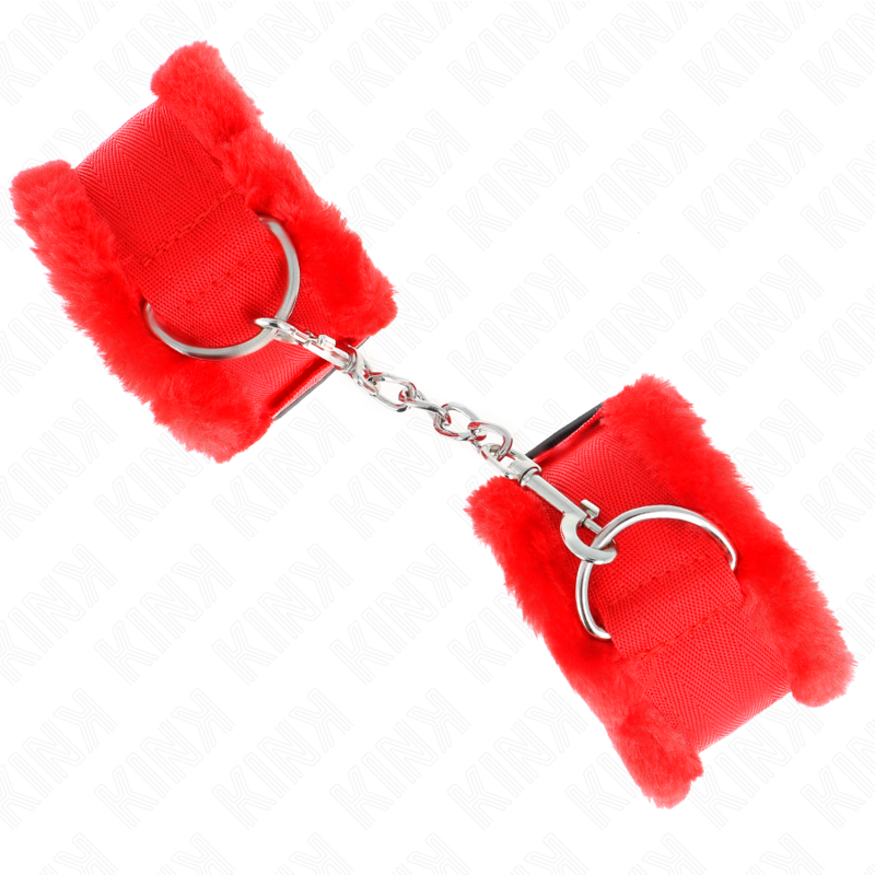 KINK - SUJECIONES DE MUÑECA CON FORRO DE PELO ROJO AJUSTABLE 17-31 CM X 7 CM