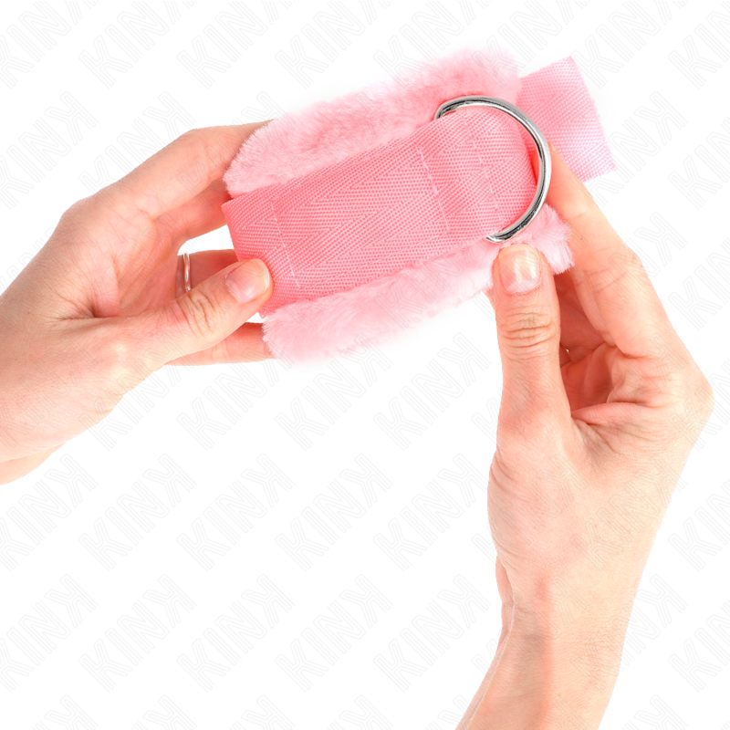 KINK - ALGEMA DE PULSO FORRADA COM PELUDO ROSA AJUSTÁVEL 17-31 CM X 7 CM